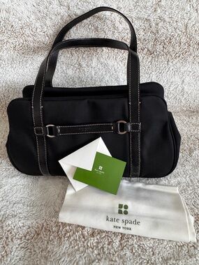 kate spade Black Nylon Messenger Tote with Contrast Stitching